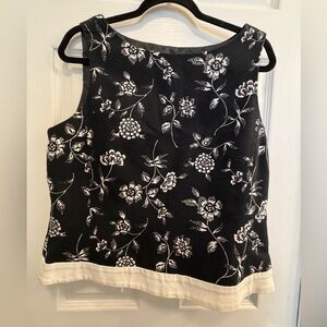 Pendleton Black and White Floral Blouse